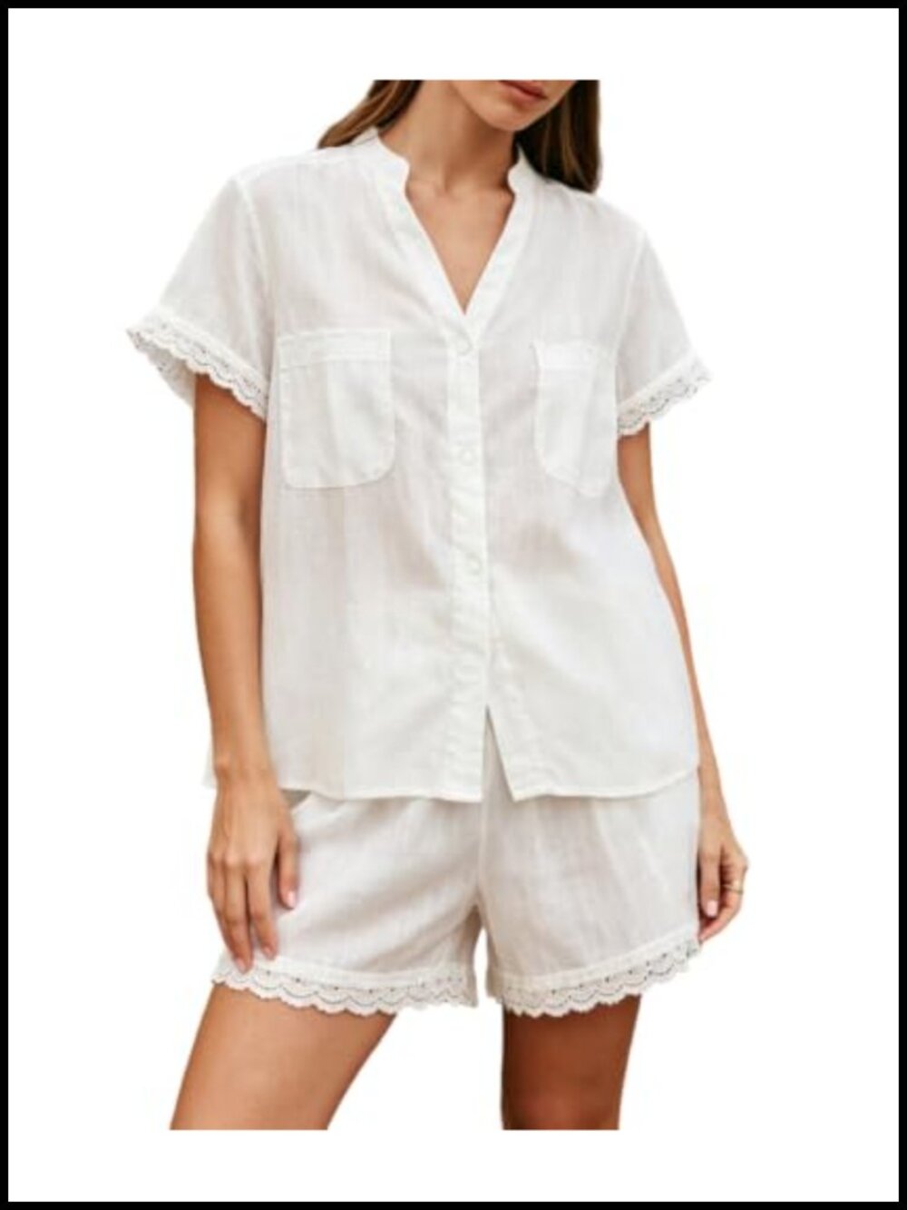 Women's Short Sleeve Button Down Printed Pajama Set Summer 2 Piece Shorts